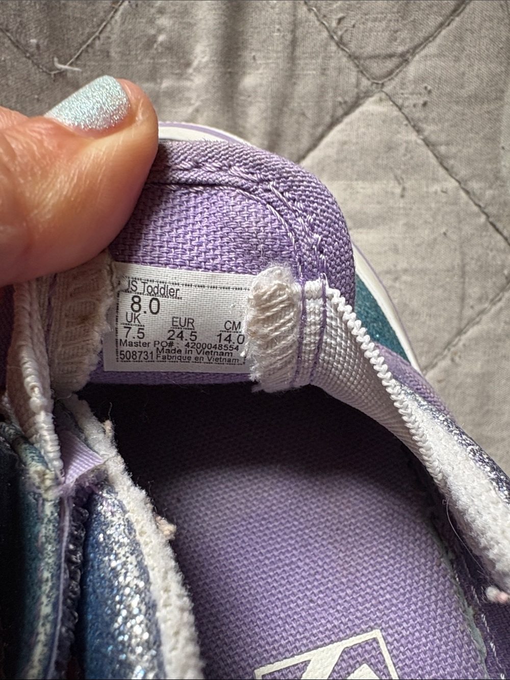 Vans Kids Glitter Slip-On Sneakers in Teal & Lavender - Picture 5 of 5